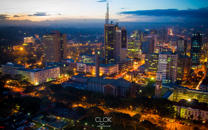Nairobi skyline at dusk