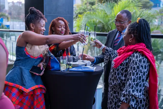 Guests meeting on the terrace